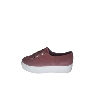 Superga Platform‎ Shoes Women Sz 9.5 Lace Up Maroon White EU 41 Casual Workwear